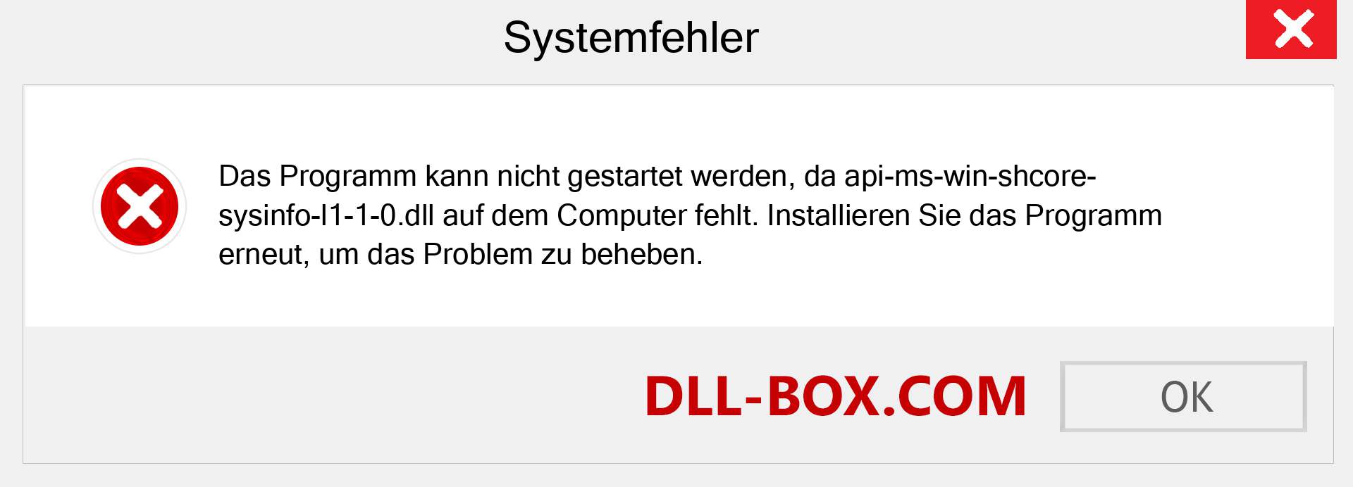 api-ms-win-shcore-sysinfo-l1-1-0.dll-Datei fehlt?. Download für Windows 7, 8, 10 - Fix api-ms-win-shcore-sysinfo-l1-1-0 dll Missing Error unter Windows, Fotos, Bildern